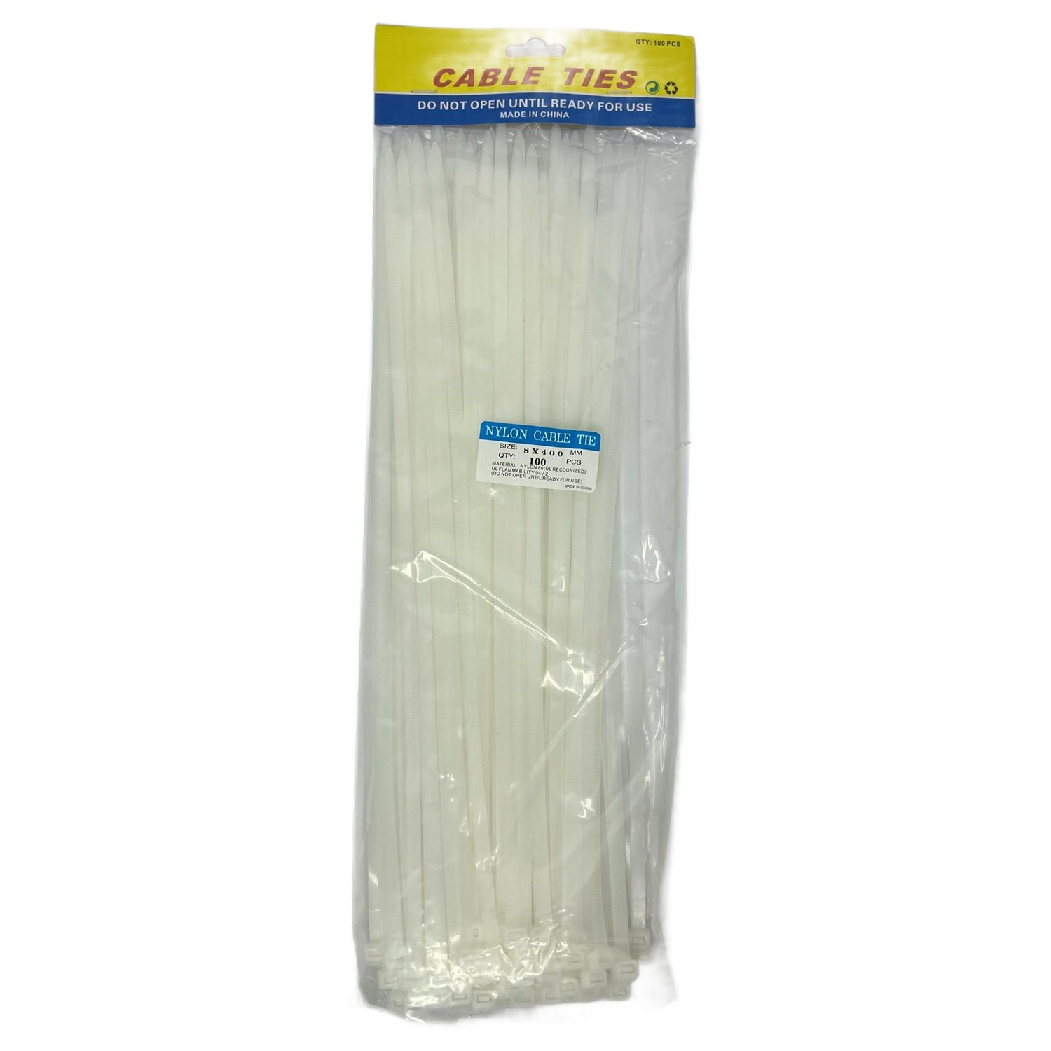 Set coliere plastic 8 x 400 mm, alb