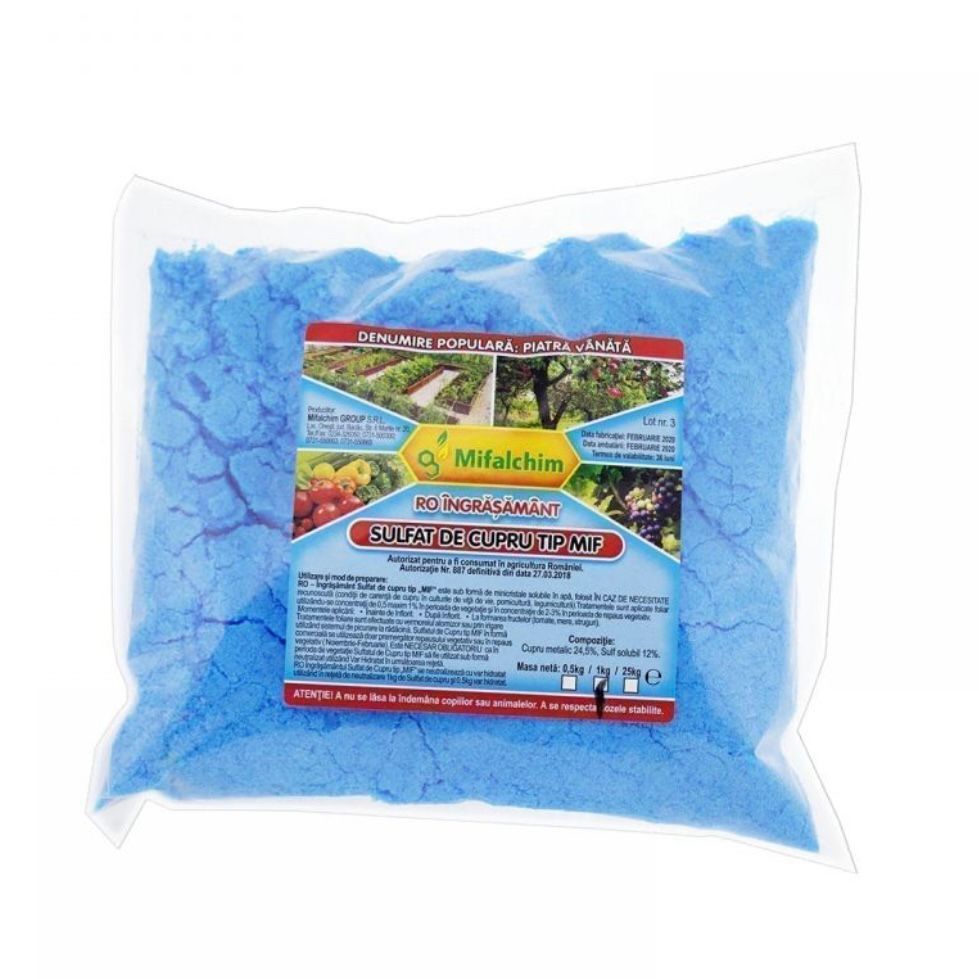 Sulfat de Cupru – 1 KG, Proprietati fungice si bactericide