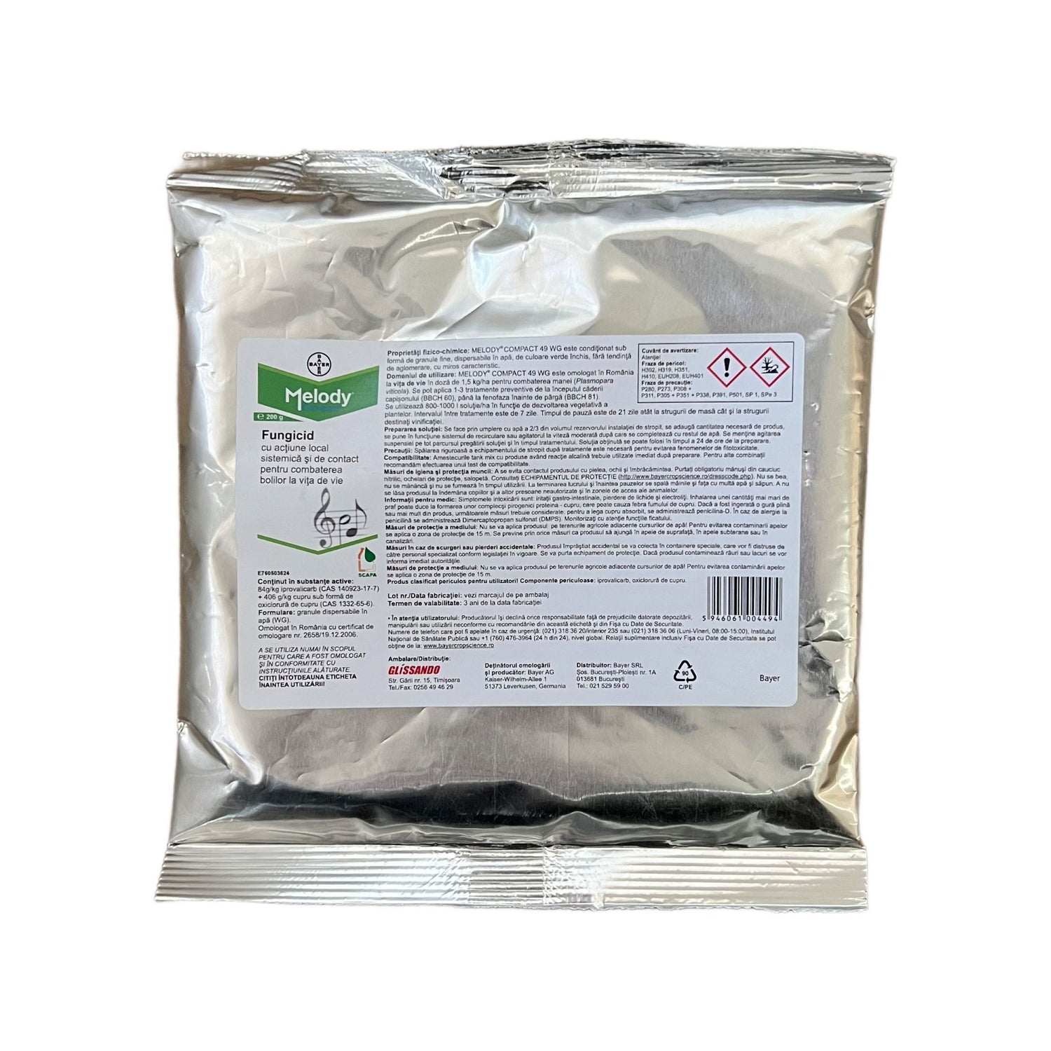 Fungicid MELODY COMPACT 49 WG - 200 GR, Bayer, Sistemic, Vita de vie