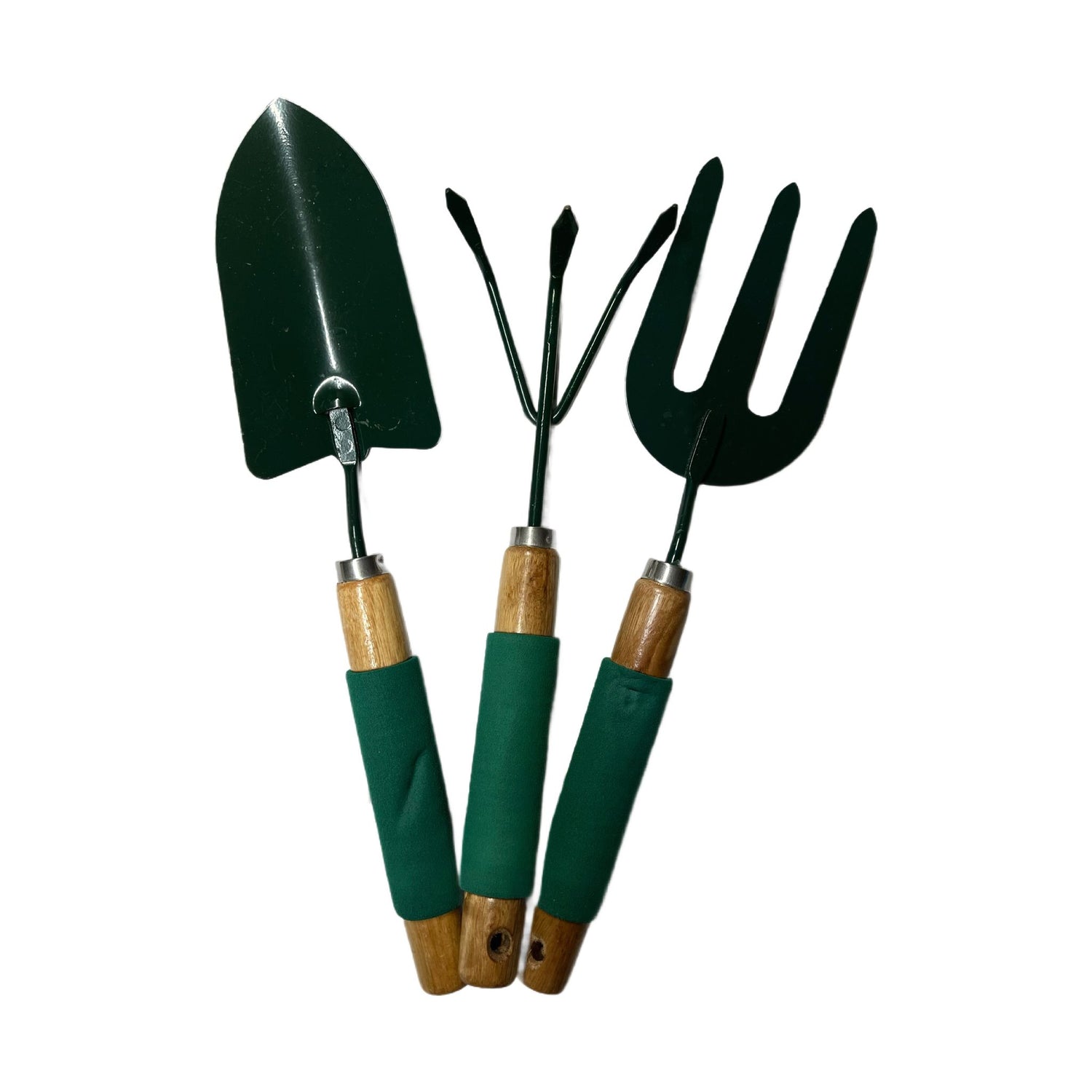 Set unelte gradinarit - 3 piese, maner din lemn cu burete