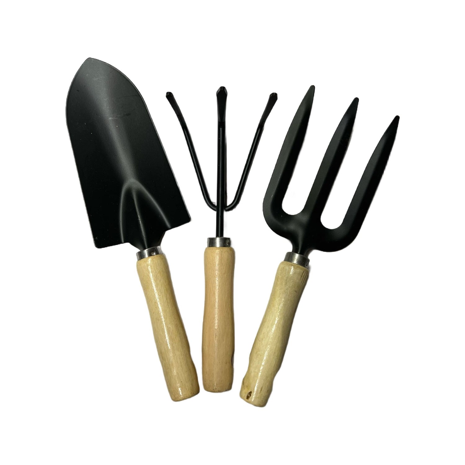 Set unelte gradinarit - 3 piese, maner din lemn