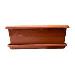 Jardiniera cu tava maro 40 CM, Model rustic, Material rezistent - Flori, Plante Aromatice
