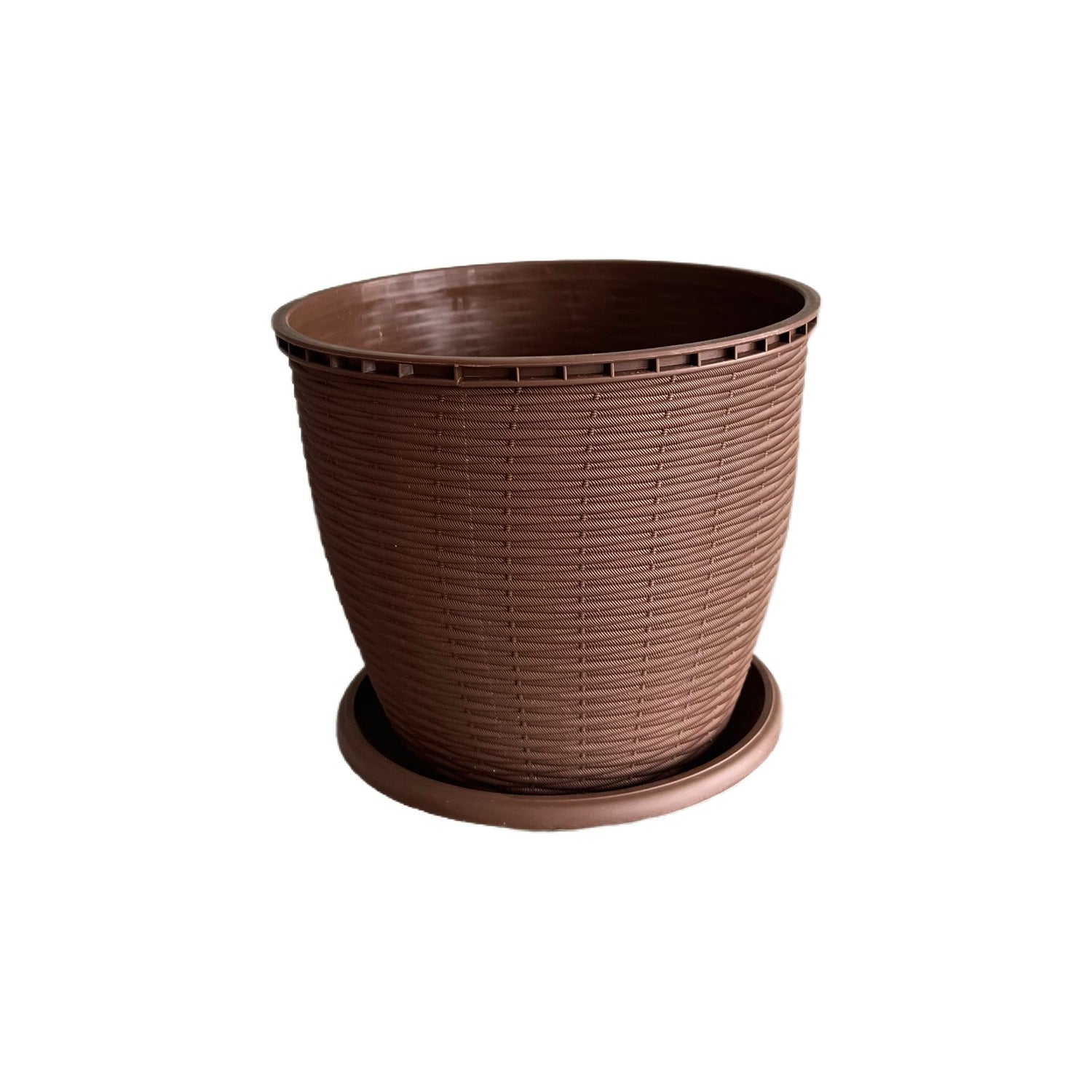 Ghiveci tip ratan maro 2.75 L, Material rezistent, Flori, Plante Aromatice