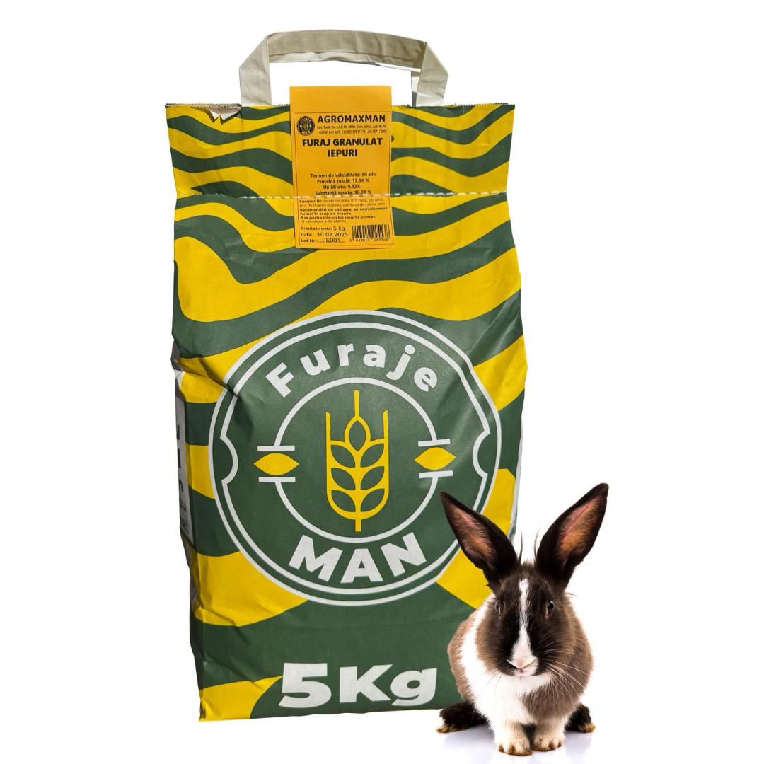 Furaj Granulat Iepuri - 5 KG, 10 KG, Solutie completa de la varsta de 4 saptamani, Furaje Man
