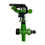 Aspersor rotativ cu dispersie prin bataie, unghi reglabil 45 - 360 grade, plastic, verde.