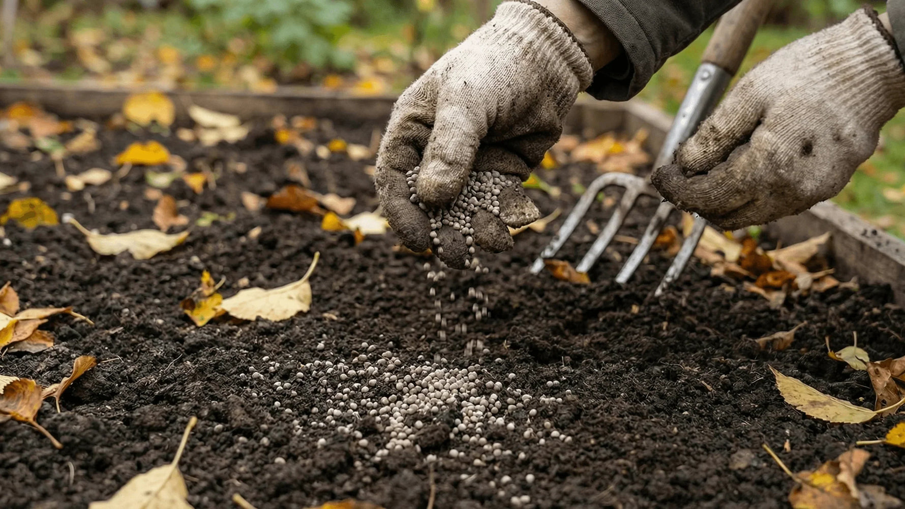 Aplicarea îngrășământului NPK granulat toamna pe sol, înainte de săpat