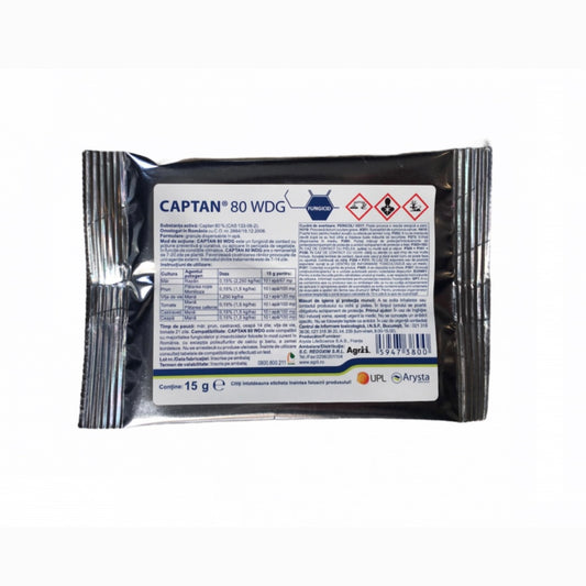 Fungicid CAPTAN 80 WDG – 15 GR, Contact, Captan, Legume, Pomi Fructiferi, Vita-de-Vie
