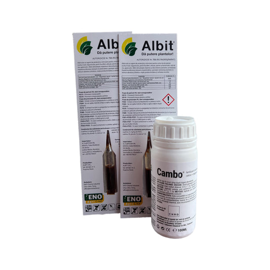 Pachet Biostimulator ALBIT + Fertilizant Concentrat CAMBO - 20 L apa, Vitana, Legume, Vita-de-Vie, Dezvoltarea plantelor si legarea fructelor.