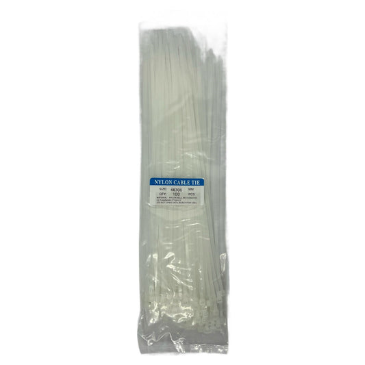 Set Coliere Plastic 4 x 300 mm – 100 Bucăți, Fixare Versatila, Alb
