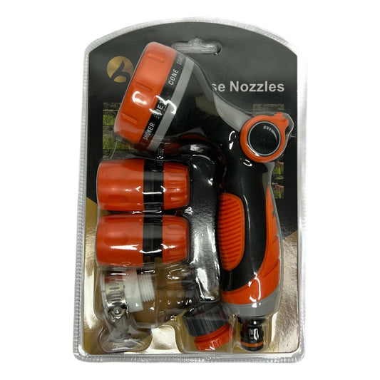 Set pistol de stropit 7 functii reglabile, culoare portocaliu + accesorii furtun