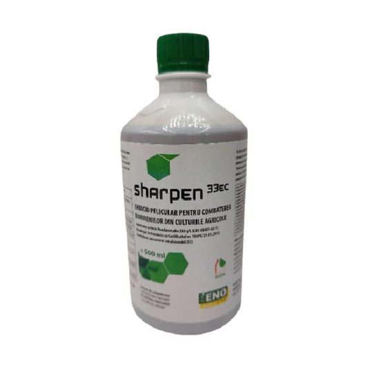Erbicid SHARPEN 33 EC - 500 ML (Pendimetalin), ENO, Preemergent si Postemergent, Cereale, Legume, Capsuni, Vita-de-Vie