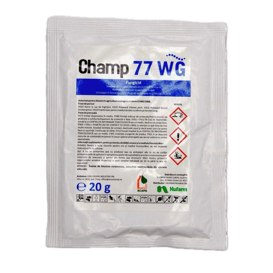 Fungicid CHAMP 77 WG - 20 GR, Nufarm, Cupru metalic, Tomate, Castraveti, Vita-de-Vie, Cartof, Mar