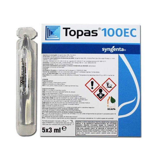 Fungicid TOPAS 100 EC - 3 ML, Syngenta, Sistemic, Boli: Fainare, Patarea Frunzelor