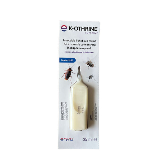 Insecticid K-OTHRINE SC 7,5 Flow - 25 ML, ENVU, Contact, Muste, Plosnite, Gandaci de bucatarie, Tantari, Paianjeni.
