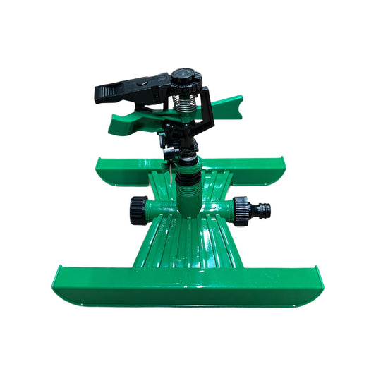 Aspersor Rotativ cu Impuls si Suport, Tip Fluture – Pulverizare Uniforma, Verde.
