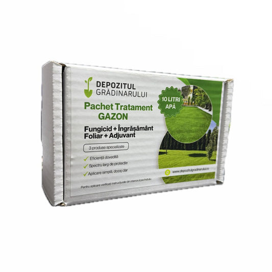 Pachet Tratament GAZON, Depozitul Gradinarului - 10  L Apa, Fungicid, Ingrasamant Foliar, Adjuvant
