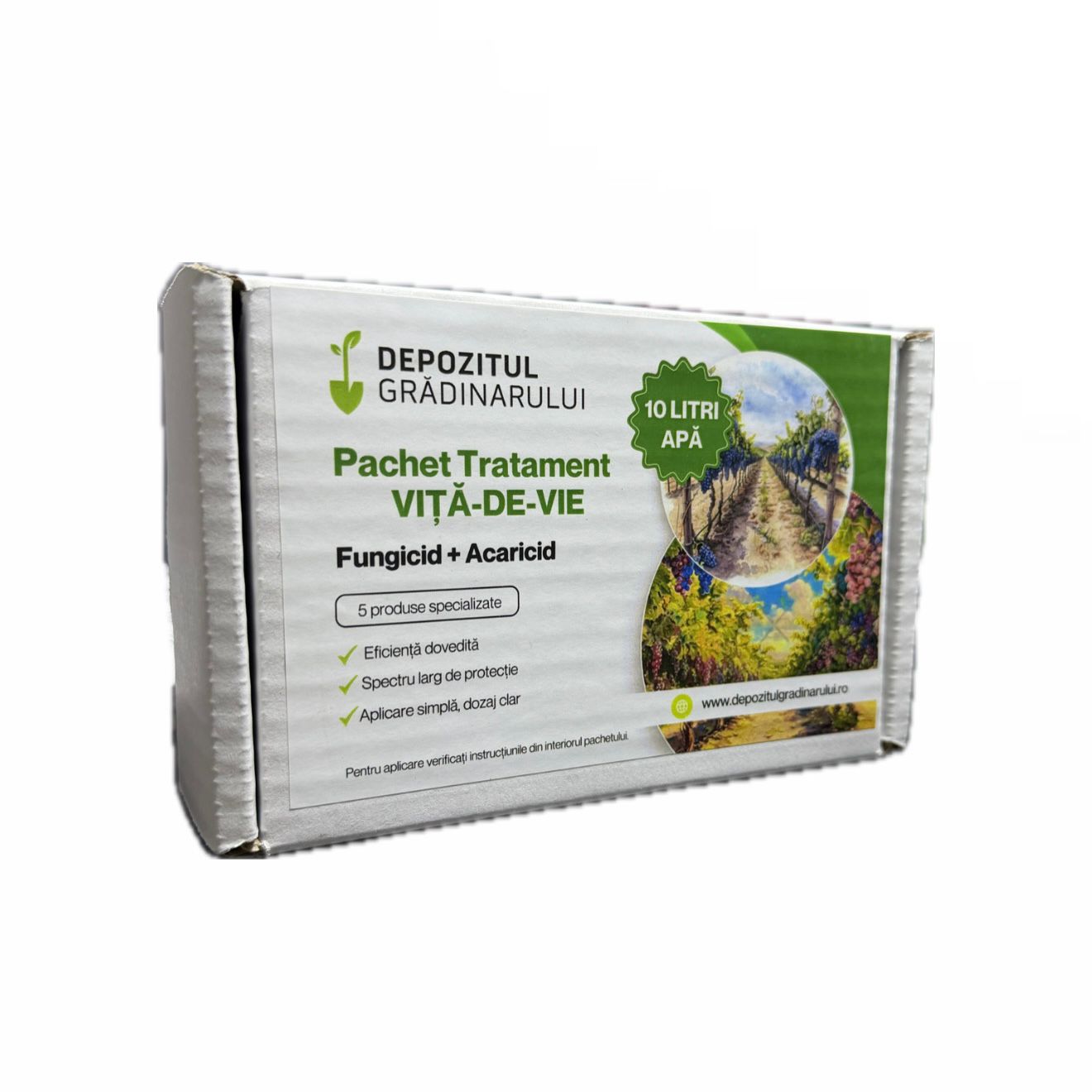 Pachet Tratament VITA-DE-VIE, Depozitul Gradinarului - 10 L Apa, Fungicide, Acaricid, Adjuvant