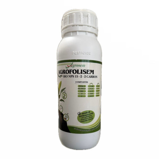 Ingrasamant Foliar AGROFOLISEM - 500 ML, Agrosem, BIO NPS 15-2-2 Carbon, Legume, Cereale, Pomi Fructiferi, Vita-de-Vie, Gazon, Tuia