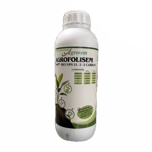 Ingrasamant Foliar AGROFOLISEM - 1 L, Agrosem, BIO NPS 15-2-2 Carbon, Legume, Cereale, Pomi Fructiferi, Vita-de-Vie, Gazon, Tuia