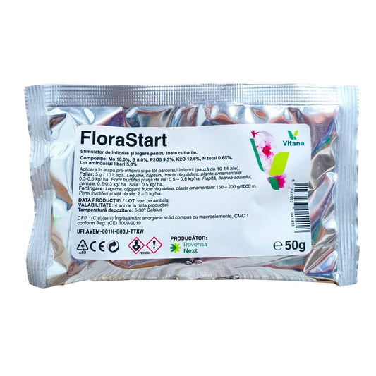 Stimulator de Inflorire si Legare FLORASTART - 50 GR, Vitana, Pentru Toate Culturile, Molibden, Bor, Fosfor, Potasiu, Azot, Aminoacizi