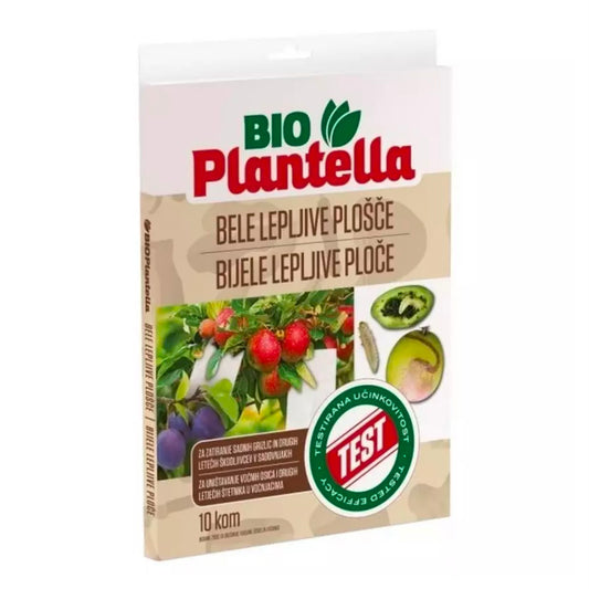 Capcane Lipicioase Albe Bio Plantella pentru Insecte, Musca Fructelor, Viespi - Set 10 Placi pentru Monitorizare si Combatere Daunatori