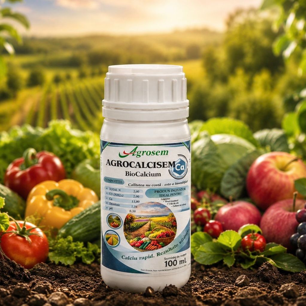 Fertilizant Lichid pe Baza de Calciu AGROCALCISEM - 100 ML, Agrosem, Legume, Pomi Fructiferi, Culturi Horticole