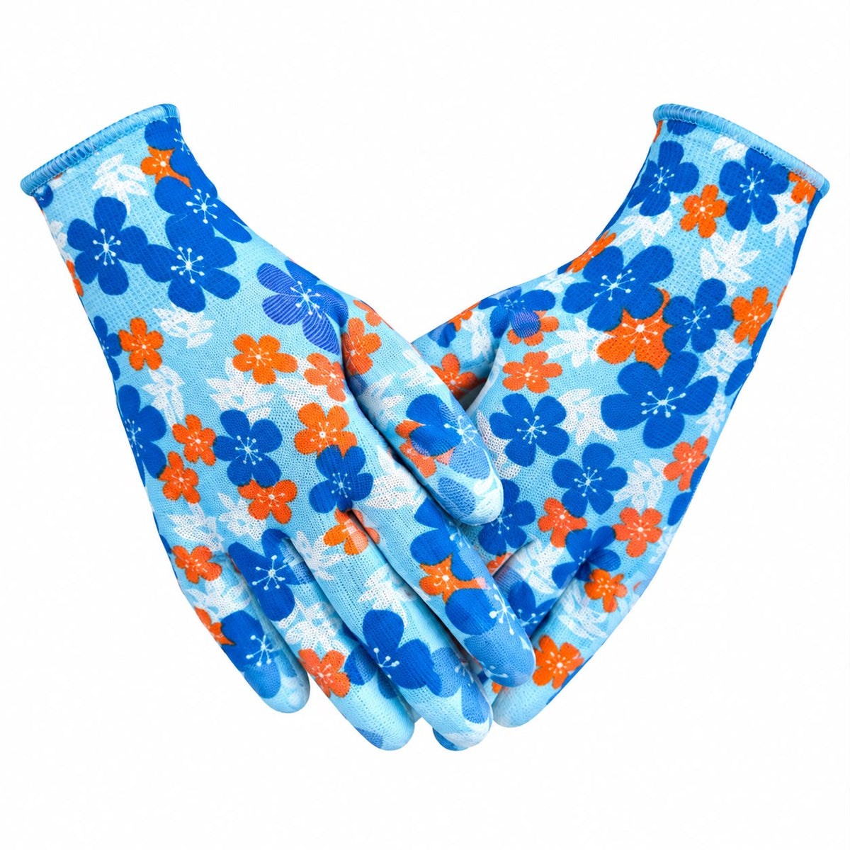 Manusi Pentru Gradinarit Albastre Model Floral - Marimea 8