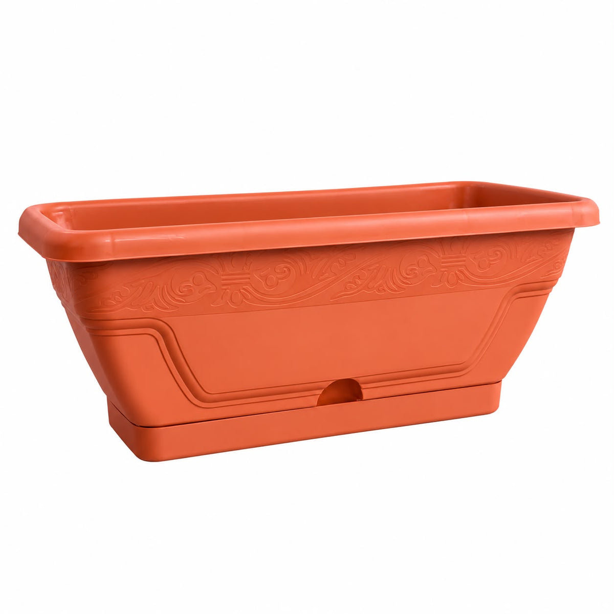 Jardiniera Lalea Maro  40 CM cu Tava - Design Rustic, Plastic, Flori, Plante Ornamentale si Aromatice