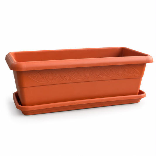 Jardiniera Maro 40 CM cu Tava - Model Rustic, Material Rezistent, Flori, Plante Aromatice