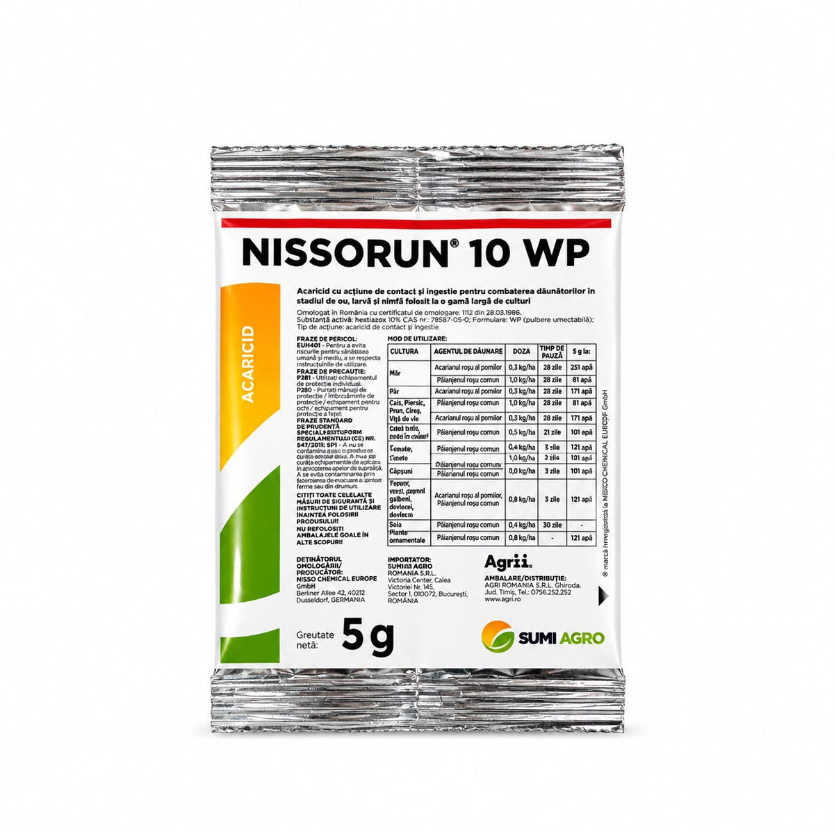 Insecticid Acaricid NISSORUN 10 WP - 5 GR, Sumi Agro, Sistemic, Rosii, Ardei, Vita-de-Vie