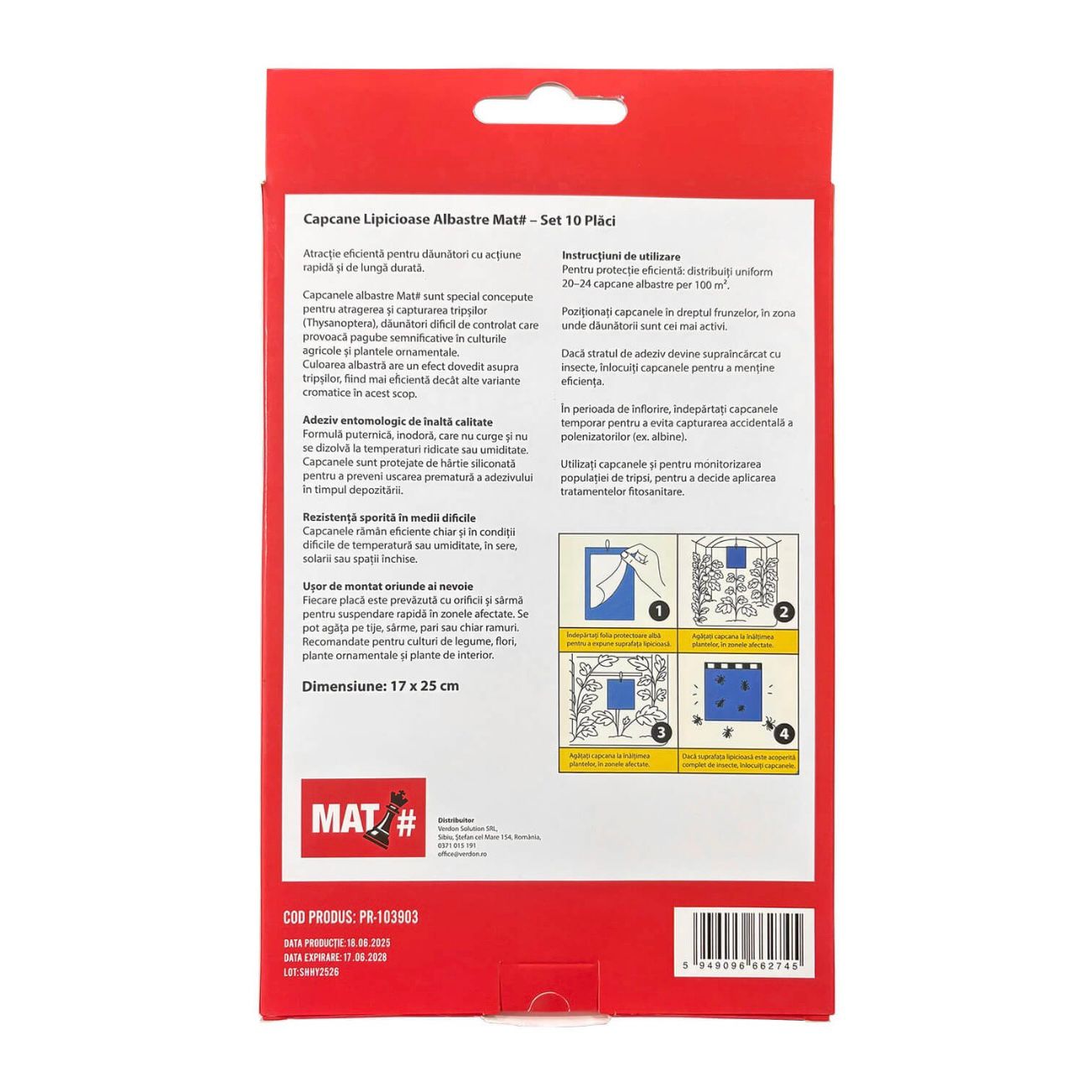 Capcane Lipicioase Albastre MAT pentru Trips (Thysanoptera) – Set 10 Placi pentru Monitorizare si Combatere Daunatori