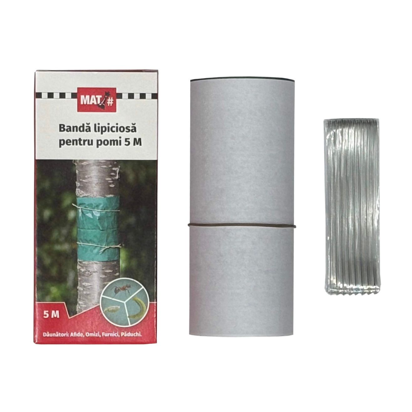 Banda Lipicioasa pentru Pomi MAT - 14 CM x 5 M, Protecție Impotriva Afidelor, Furnicilor și Omizilor