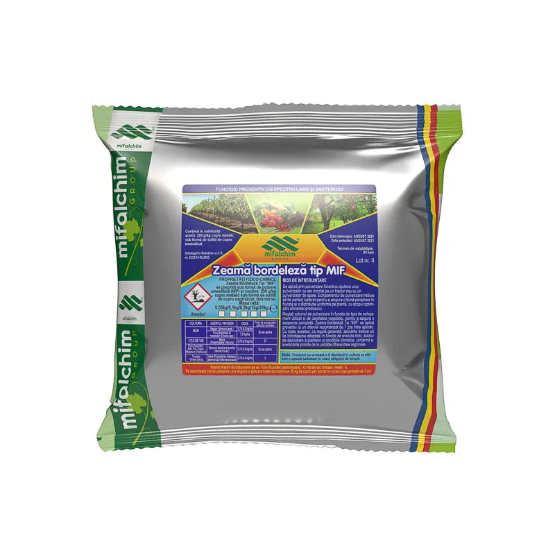 Fungicid Contact Zeamă Bordeleză Mifalchim 50 GR – Protecție Ecologică Cu Cupru Pentru Viță, Pomi Și Legume